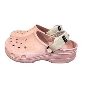 Crocs Unisex Classic Clogs Pink Women's Size 8 Men's Size 6 Adjustable Strap